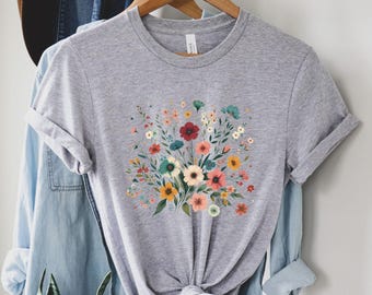 Flowers Tshirt, Boho Wildflowers Tshirt, Boho Flowers Shirt, Floral Nature Shirt Flowers Botanical Shirt , Floral Shirt, Cottage Core