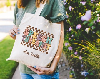 Tote SLP personalizado, regalo SLP personalizado, regalo de patólogo del habla, bolsa de lona, terapia del habla, bolsa reutilizable, terapeuta ocupacional, SLPA