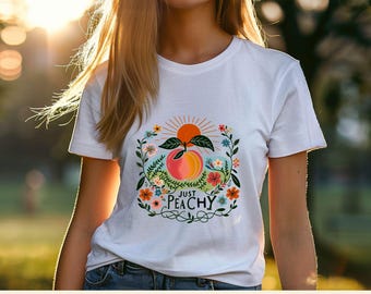 Sun T-shirt For Women, Sunshine Tee Shirt, Summer Shirt, Aesthetic Fruit Shirt, Boho Shirt, Fruit Tee, Peach Shirt, Peach Graphic T-Shirt