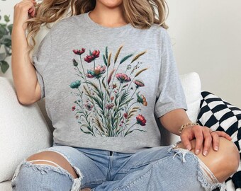 Flowers Tshirt, Boho Wildflowers Tshirt, Boho Flowers Shirt, Floral Nature Shirt Flowers Botanical Shirt , Floral Shirt, Cottage Core