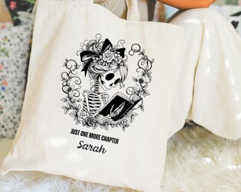 Bookish Gifts, Tote Bag Canvas, Custom Book Lover Gift, Personalized Bookish Gift Bag, Gifted Teacher, Floral Books, Gift for Bookworms