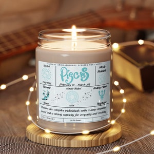 Pisces Candle, Astrology Candle, Pisces Gifts, Zodiac Gifts, Birthday Candle, Pisces Gift For Her, Astrology signs, Personalized Candle