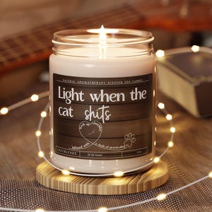 Regalos para dueños de gatos, velas divertidas, enciéndeme cuando el gato cague, regalo divertido para amantes de los gatos, idea única de regalo de cumpleaños para papá o mamá felino, regalos de broma imagen 1