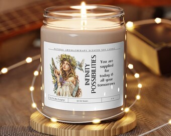 Énergie de guérison, bougie de soja, cadeau de bougie, cadeau pour un ami, abondance, manifestation, amateur de botanique, cadeau spirituel, bougie inspirante