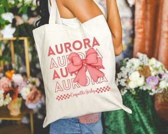 Personalized Name Bag, Custom Name Tote Bag, Coquette Girl, Bag Customized, Name Gift For Her, Personalized Gift For Her, Reusable Bag