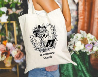 Regalos bookish, lienzo de bolso de mano, regalo personalizado para amantes de los libros, bolsa de regalo bookish personalizada, maestro dotado, libros florales, regalo para ratones de biblioteca
