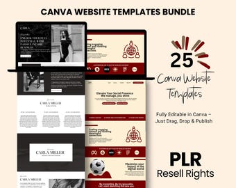 25 Canva Website Template, Canva Template Bundle, PLR Canva Business Website for Coach, One Page Website, Canva Landing Page, Sales Page