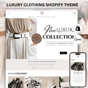 Luxury Boutique Theme Shopify Website template, shopify template, shopify theme, shopify website, fashion shopify, clothing website design