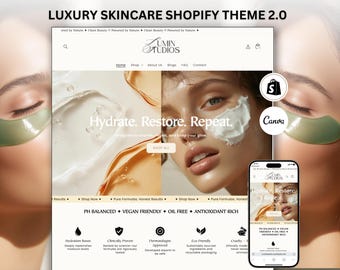 Premade huidverzorging Shopify-thema: elegant wit ontwerp