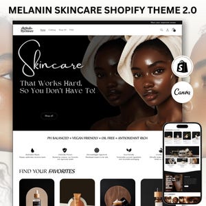 Melanin Hautpflege Shopify Theme, vorgefertigte Website Vorlage