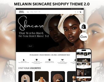 Tema Shopify para cuidados com a pele com melanina, modelo de site pré-fabricado