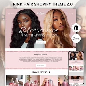 Shopify Theme for Hair Care Luxury Shopify Design, Hair Shopify Theme 2.0, shopify template, luxury shopify theme, premade shopify website,