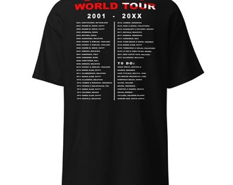 Je eigen persoonlijke locaties op dit Diver on World Tour T-shirt. Volledig klantgerichte rug. Lees de details voor meer informatie.