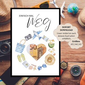 Cadeau en espèces pour un voyage en guise de cadeau d'anniversaire | bon de voyage | Cadeau de voyage aventure | Photos du Fonds de vacances | Cadeau d'anniversaire DIY pour les fêtes