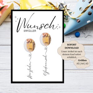 Wunscherfüller Geldgeschenk | Last Minute Geschenk | Geburtstag Geschenk Hochzeit Geld | Geburtstagsgeschenk für Mama Papa Frau Mann
