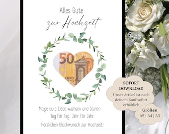 Wedding gift for the bride and groom | Wedding money gift | Last-minute wedding gift | Wedding poster with money | Instant download