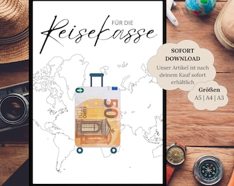 Money gift for a birthday trip | Travel fund gift adventure | Holiday fund money suitcase | Travel voucher | Birthday gift holiday