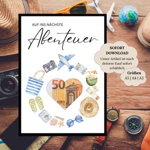 Geldgeschenk Reisekasse zum Geburtstag | Reise Geschenk Abenteuer | Urlaubskasse Bilder | Reisegutschein | Geburtstagsgeschenk DYI Urlaub