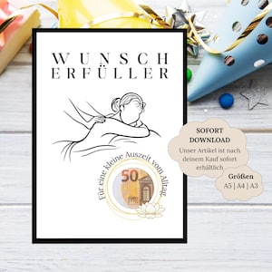 Wunscherfüller Geldgeschenk Massage | Last Minute Geschenk | Geburtstag Geschenk Hochzeit Geld | Geburtstagsgeschenk Frau Mann Download
