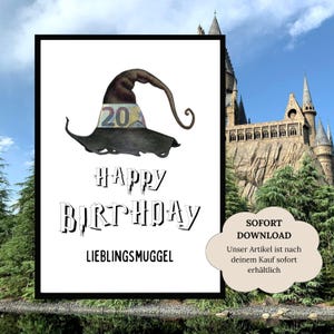 Zaubergeschenk Geld | Geldgeschenk Geburtstag | Zauberer Muggel Zauberhut | Last-Minute Geschenk | Geburtstagsgeschenk Mann Frau