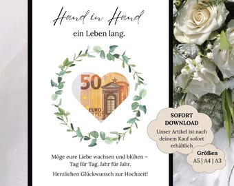 Wedding gift for the bride and groom | Wedding money gift | Last-minute wedding gift | Wedding poster with money | Instant download
