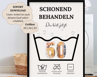 Cash gift for a birthday | Gentle handling of a 50th birthday present | Creative cash gift | Birthday present | Gift idea for packaging money