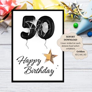Geldcadeau voor 50e verjaardag | Cadeauballonnen vrouw of man | Verjaardagscadeau om af te drukken | creatief cadeau-idee geld