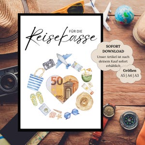 Cadeau en espèces pour un voyage en guise de cadeau d'anniversaire | fonds de vacances | Cadeau de voyage aventure | Cadeau d'anniversaire DIY pour les fêtes | bon de voyage