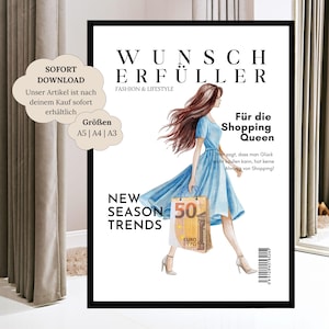 Geldgeschenk Geburtstag beste Freundin | Fashion Zeitung Mutter Tochter | Geburtstagsgeschenk Shopping Queen | Geschenkidee für Frauen