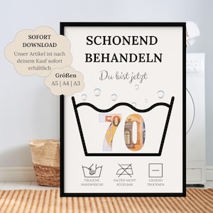 Geldgeschenk zum Geburtstag | Schonend Behandeln 70 Jahre | Kreatives Geschenk Geld | Geburtstagsgeschenk | Geschenkidee Geld Verpacken