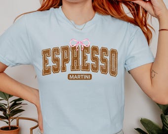 Espresso Martini Womens Cocktail Shirt, Oversized Martini Tee, Unisex Garment-Dyed T-shirt, Cocktail Lover Gift, Graphic Tee for Martini
