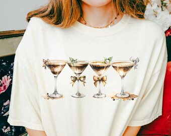 Espresso Martini Womens Cocktail Shirt, Oversized Martini Tee, Unisex Garment-Dyed T-shirt, Cocktail Lover Gift, Graphic Tee for Martini