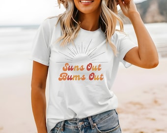 T-shirt estiva da donna - Maglietta da vacanza minimalista, camicia da spiaggia retrò, vibrazioni estive, perfetta per la spiaggia e i viaggi