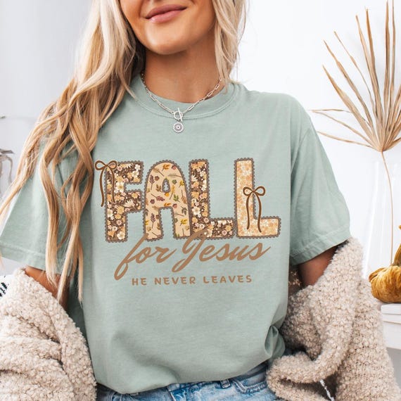 Comfort Colors fall Christian shirt, Jesus fall shirt, Religious gift for friend, Cute Christian fall bow shirt