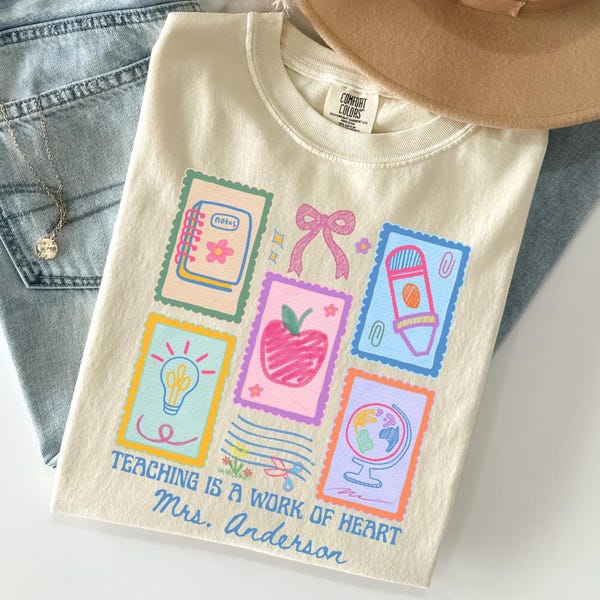 Camiseta personalizada de regreso a clases para maestros con colores cómodos, camiseta retro para maestros, linda camiseta para maestros