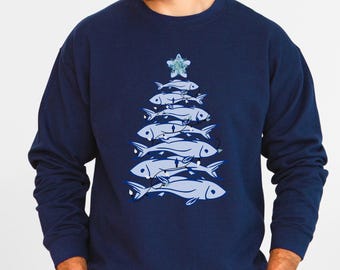 Funny Christmas fishing sweatshirt for men, Fishing sweater for dad, Fishing lover gift