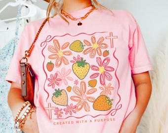 Boho floral Christian Comfort Colors shirt, Bible inspired Christian shirt for women, Gift for friend