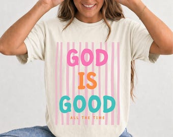 Comfort Colors christian shirt, God is good striped t-shirt for women, Bible verse shirt gift