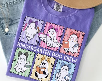 Halloween Kindergarten teacher team Comfort Colors shirt, Halloween teacher shirt, Funny Halloween group shirts for teacher