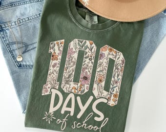 Floral 100 days of school teacher shirt | Cute 100th day of school shirt for teacher