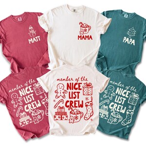 Personalized family Christmas shirt, Comfort Colors custom name family holiday matching shirts