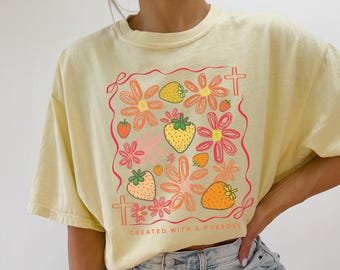 Boho floral Christian Comfort Colors shirt, Bible inspired Christian shirt for women, Gift for friend