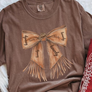 Cowgirl bow aesthetic shirt, Trendy western Comfort Colors® shirt