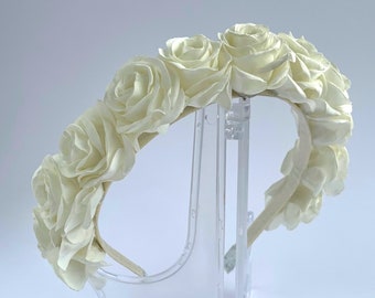 Realistic flowers Headband| Rose crown| Handmade wedding  Wreath hair Accessories