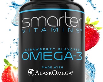 Smarter Omega-3 Fish Oil, Strawberry Flavor, Burpless, Tasteless, 2000mg, DHA EPA Triple Strength Brain and Joint Support, With AlaskOmega®