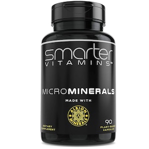 SmarterVitamins · 15mg Zinc Glycinate from Albion® 6 Essential Trace Bisglycinate Minerals to Support Metabolism · Plant-Based · Made in USA