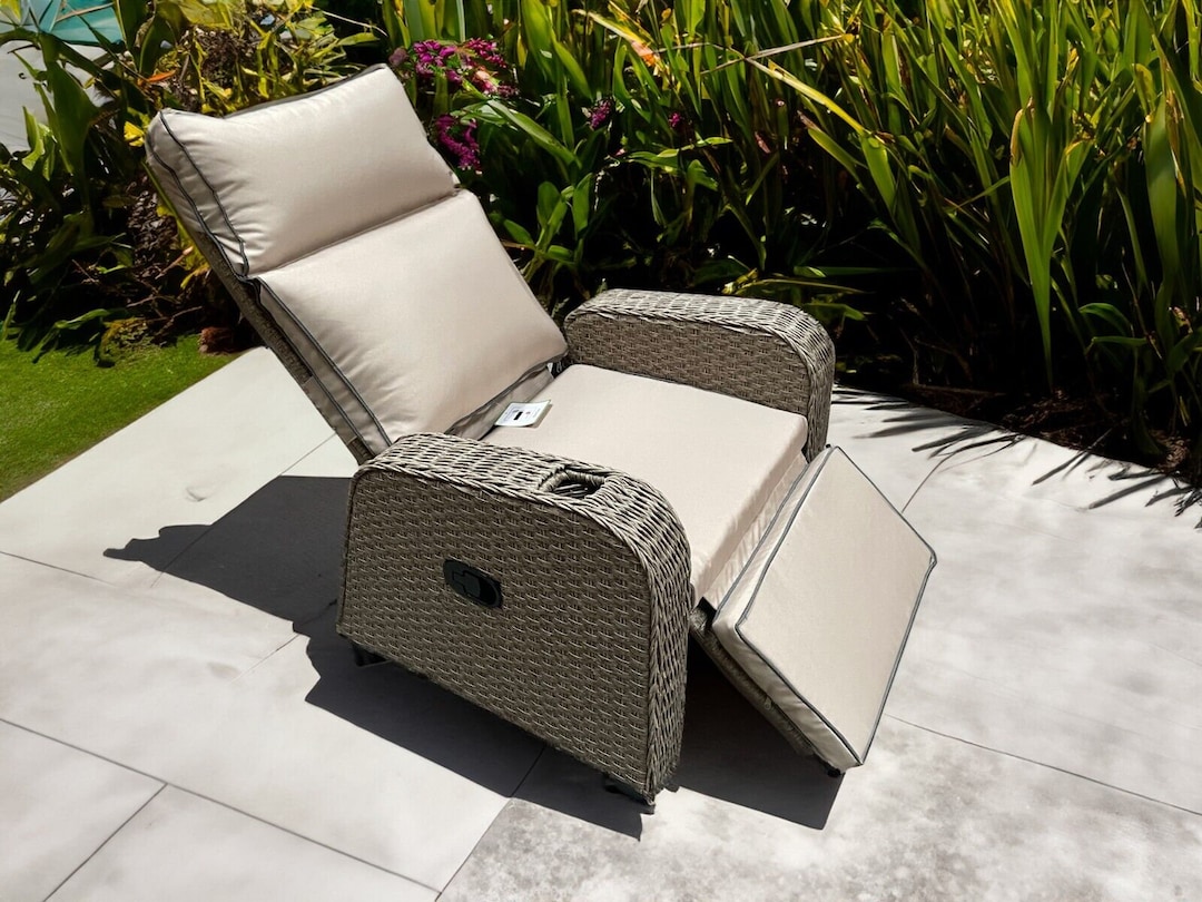 Rattan Recliner Wicker Garden Outdoor Sun Lounger Lazyboy Furniture Patio Grey Etsy