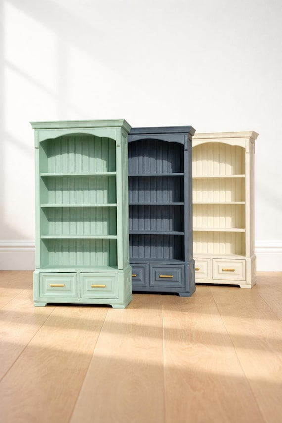 1:12 Scale Miniature Bookcase | Dollhouse Bookshelf | Mini Storage Shelf | Modern Dollhouse Furniture | Hand-Painted