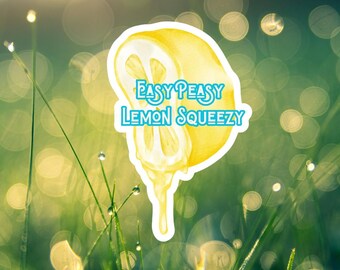 Easy Peasy Lemon Sticker, Sparkly Sticker for Kindle, Waterproof Sticker for Water Bottle, Cute Lemon Sticker, Gift for Her, Funny Sticker