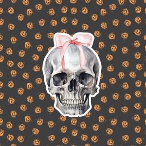 Skull Sticker, Halloween Sticker, Coquette Sticker for Water Bottle, Halloween Sticker for Kindle, Laptop Decal, Spooky, Halloween Coquette